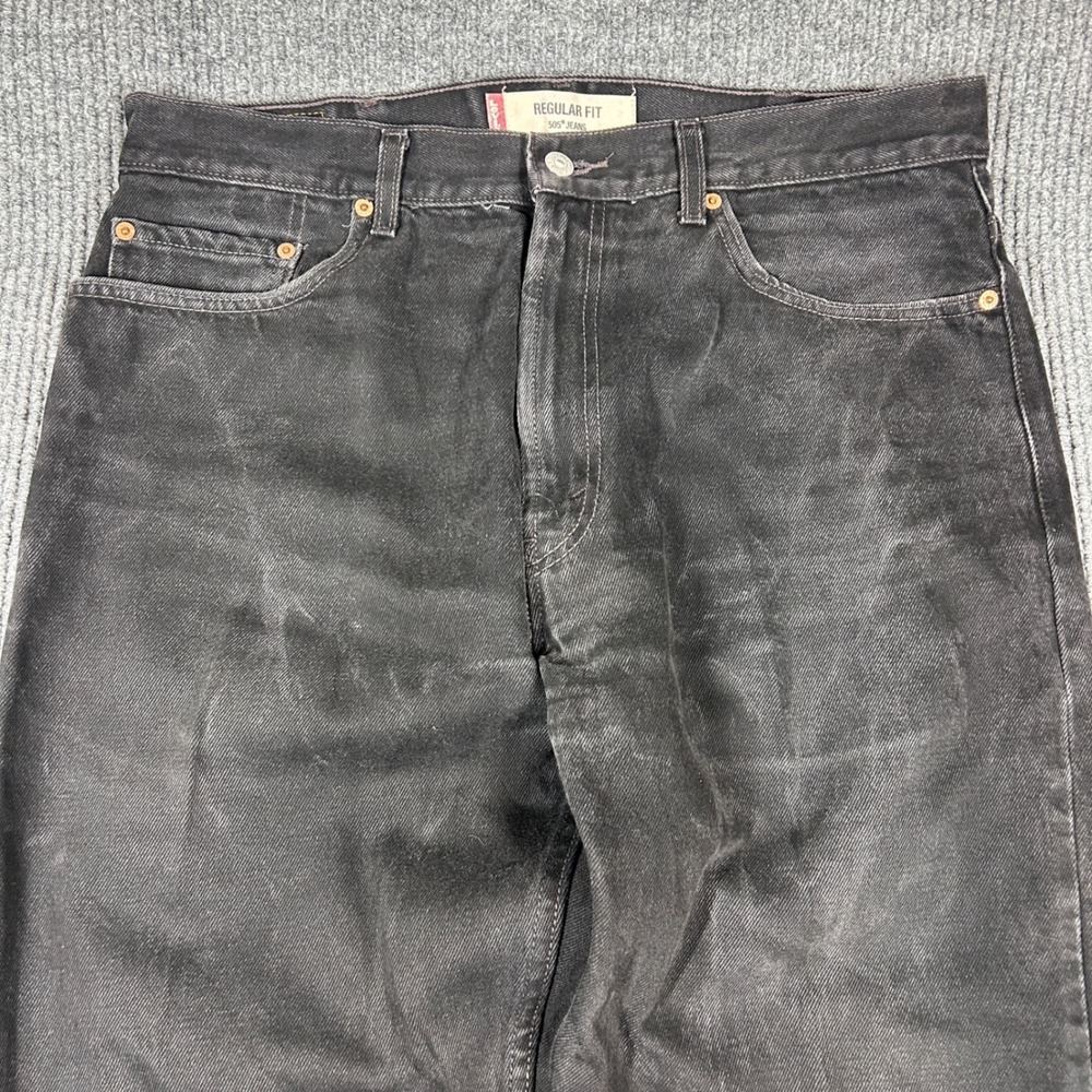 Vintage Levi's 505 Men's 38x34 Regular Fit Black Casual Faded Grunge Distressed - Picture 4 of 9